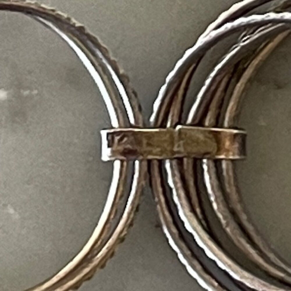 Silver Hammered Stacked 7 Banded Joined Ring Size 6.5 - Picture 9 of 14